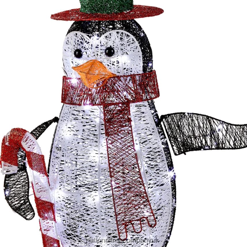 decoration | National Tree Company Prelit LED 36\ Penguin with Red Top Hat and Candy Cane Decor F2L4F617